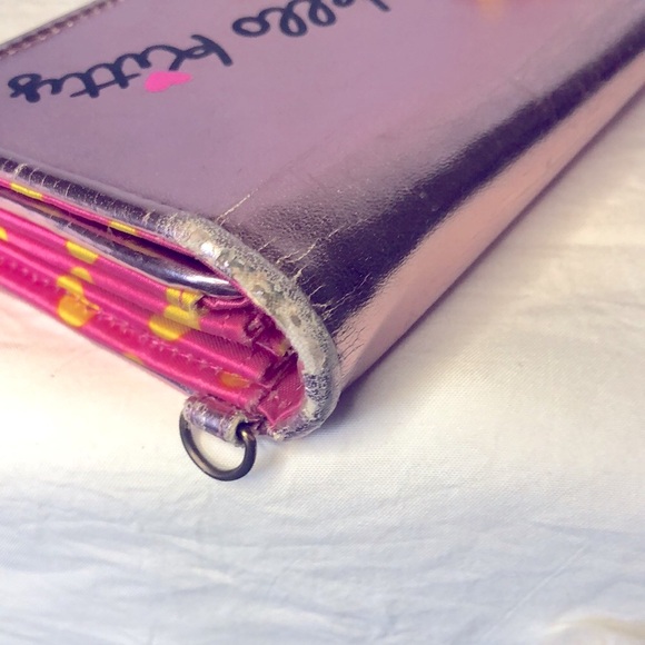 HELLO KITTY metallic pink wallet. Holds up to 16 cards. Polka dot lining inside. - Picture 5 of 16